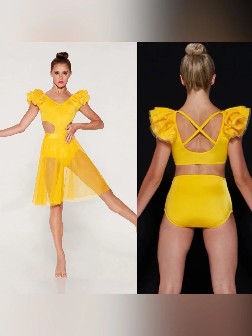 Kelle dance solo costume yellow COLOR THEORY 5343A 4229 2 piece SA adult